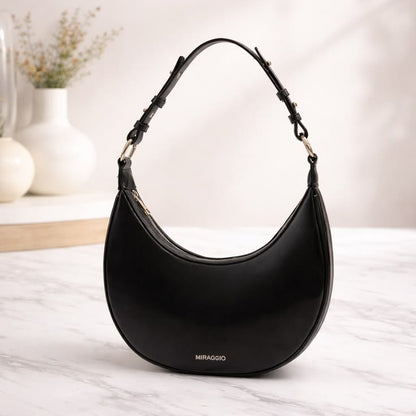 The Noir Crescent Hobo – Textured Shoulder Bag